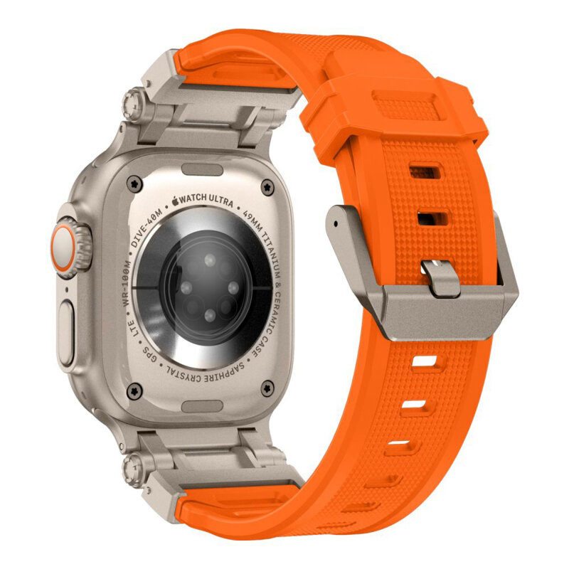 Curea Apple Watch 9 45mm Techsuit, bej / portocaliu, W064