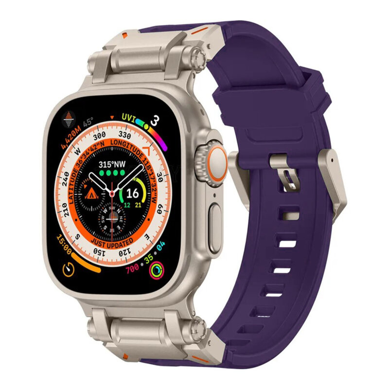 Curea Apple Watch 7 45mm Techsuit, mov deschis, W064