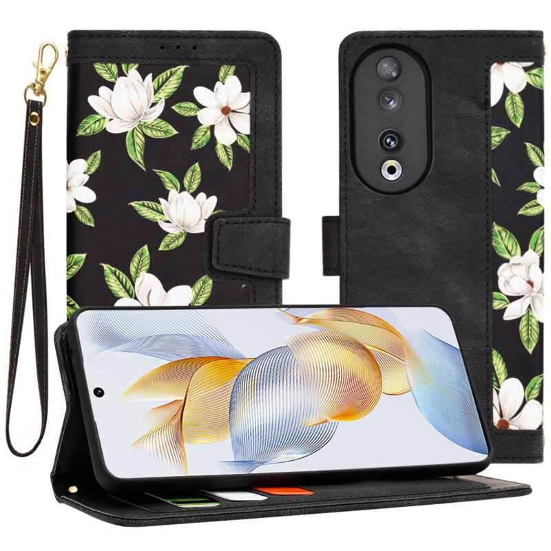 Husa personalizata fete Honor 90 Techsuit FlipCraft, negru
