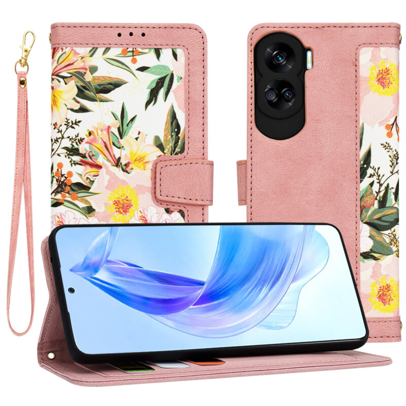 Husa personalizata fete Honor 90 Lite Techsuit FlipCraft, roz