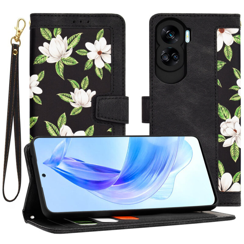 Husa personalizata fete Honor 90 Lite Techsuit FlipCraft, negru