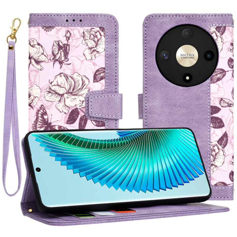 Husa personalizata fete Honor Magic6 Lite Techsuit FlipCraft, mov