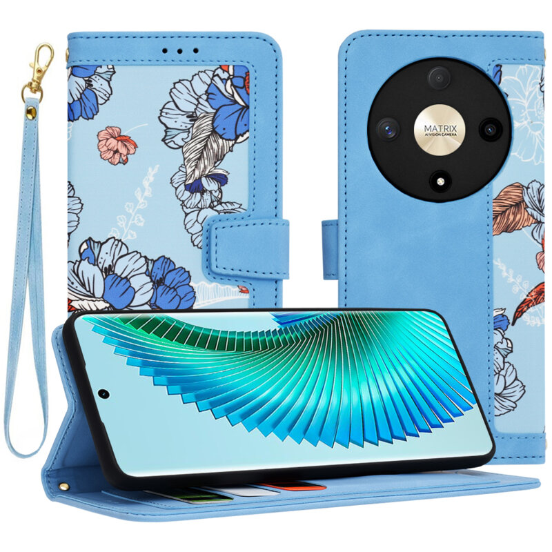 Husa personalizata fete Honor Magic6 Lite Techsuit FlipCraft, bleu
