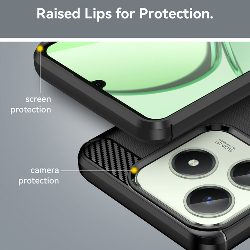 Husa Realme C63 Techsuit Carbon Silicone, negru