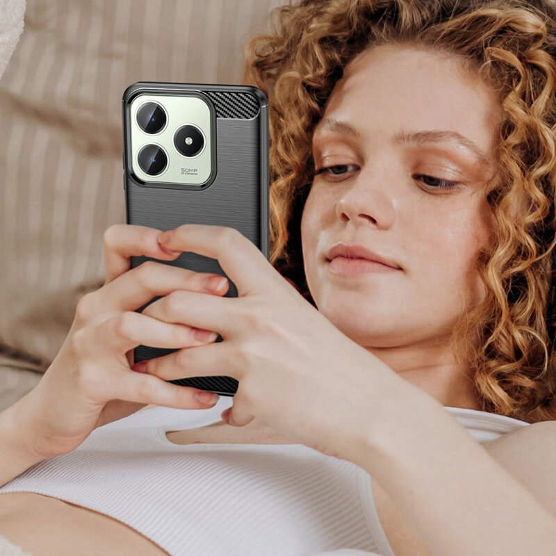 Husa Realme C63 Techsuit Carbon Silicone, negru