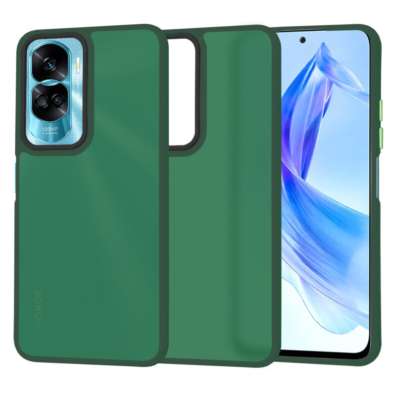 Husa Honor 90 Lite Techsuit HaloFrost Series, verde inchis