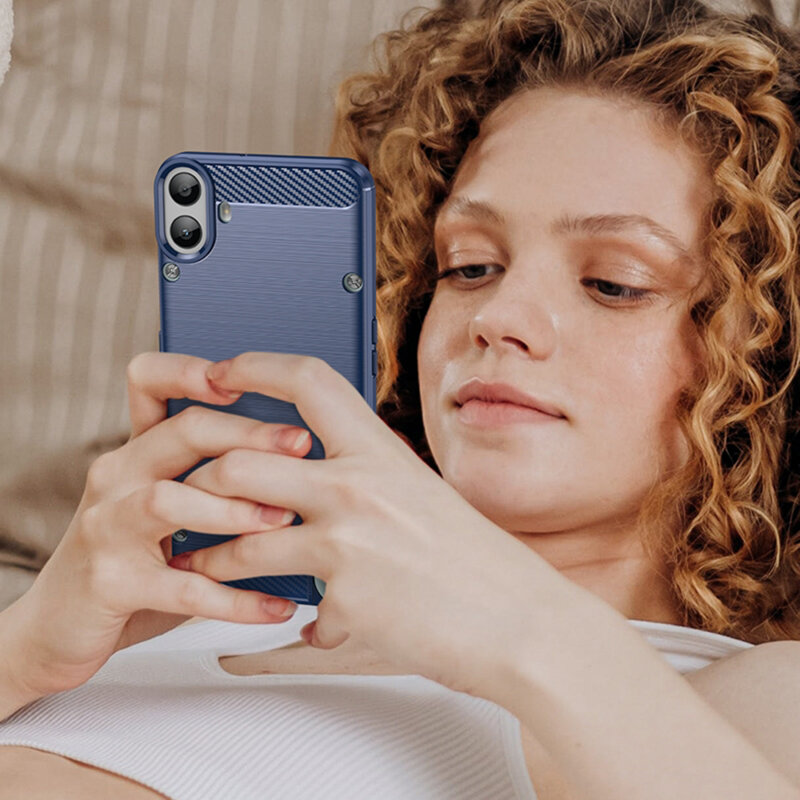 Husa Nothing CMF Phone 1 Techsuit Carbon Silicone, albastru