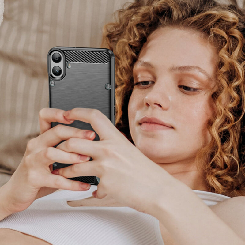 Husa Nothing CMF Phone 1 Techsuit Carbon Silicone, negru