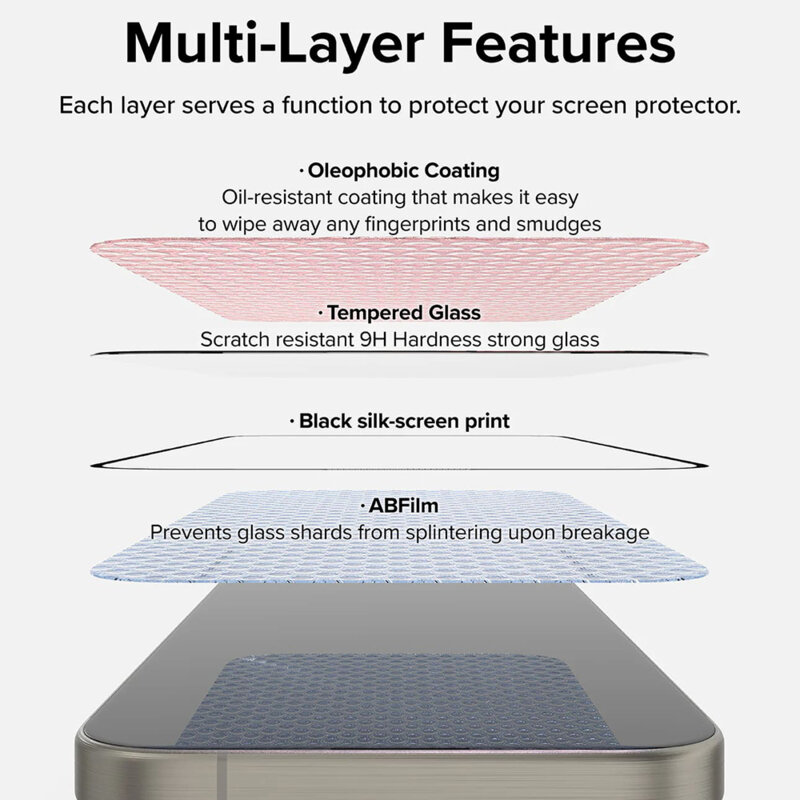 [Pachet 2x] Folie sticla iPhone 16 Pro Max Ringke Easy Slide Tempered Glass, negru