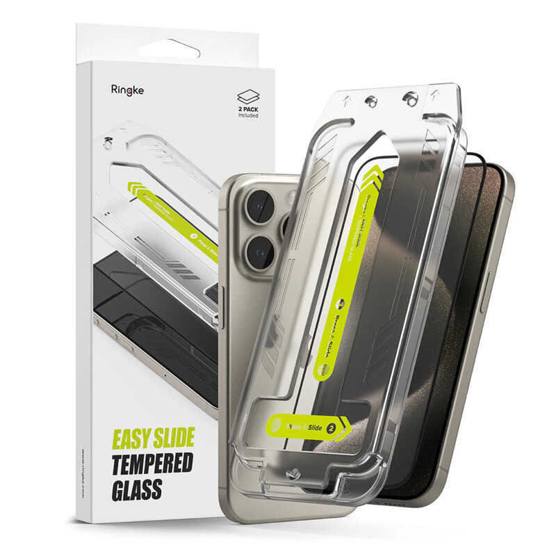 [Pachet 2x] Folie sticla iPhone 16 Pro Ringke Easy Slide Tempered Glass, transparenta