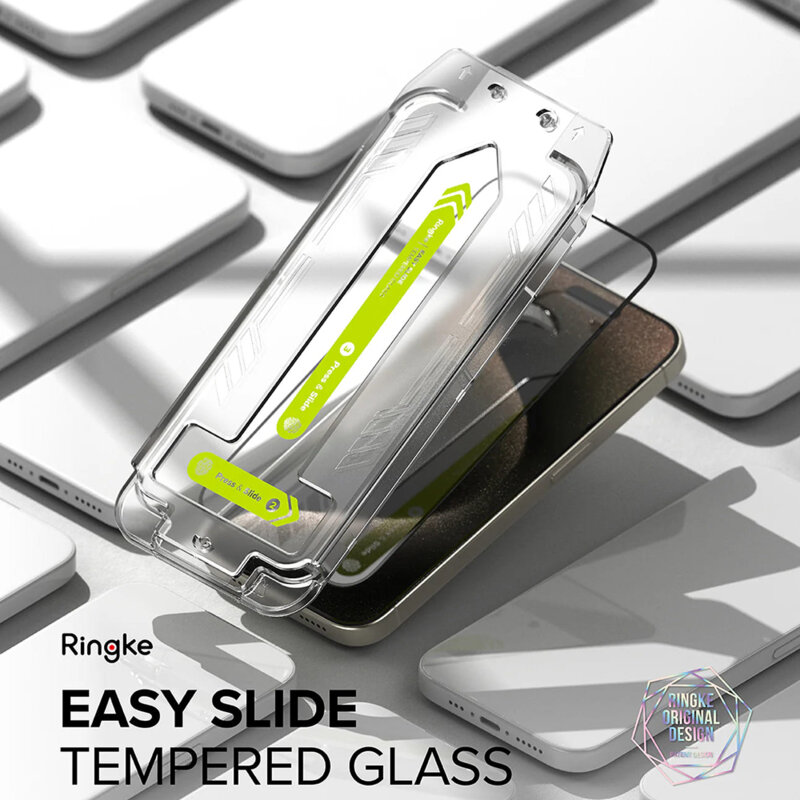 [Pachet 2x] Folie sticla iPhone 16 Pro Ringke Easy Slide Tempered Glass, transparenta