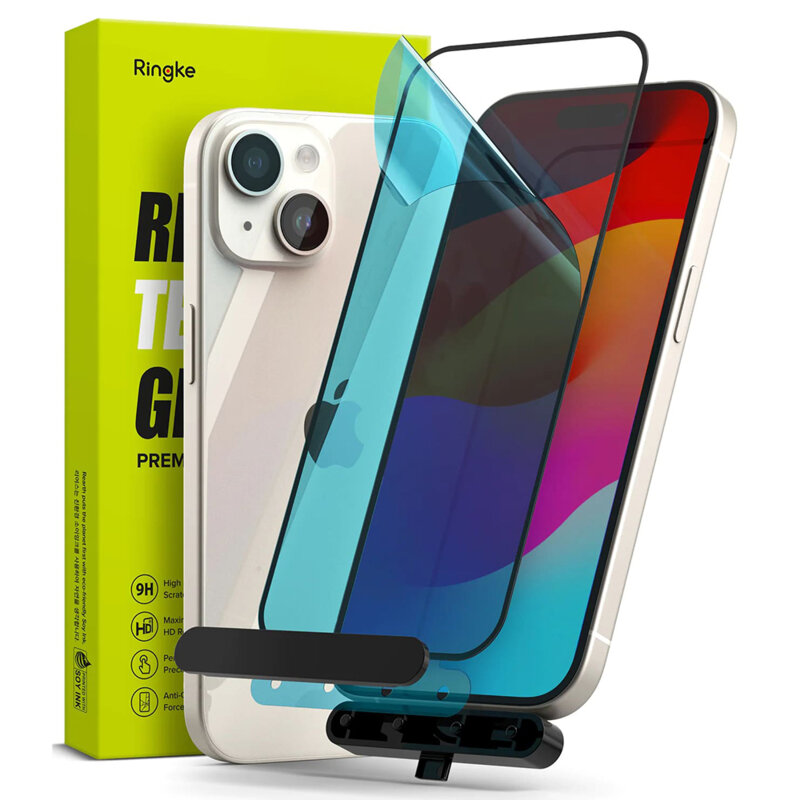 Folie sticla iPhone 16 Plus Ringke Tempered Glass, negru