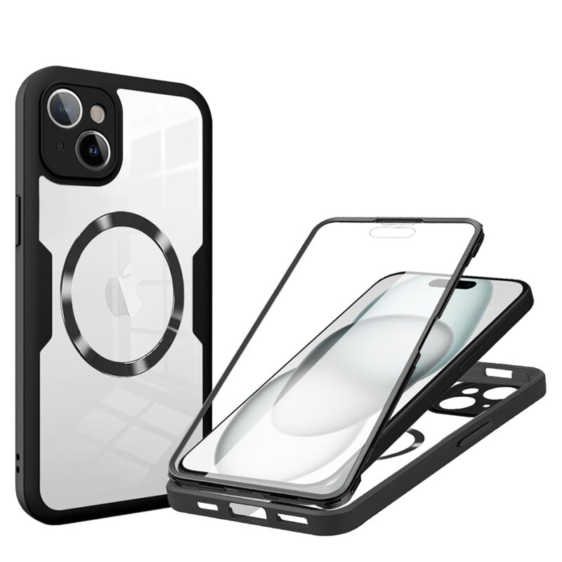 Husa 360° iPhone 15 Techsuit ColorVerse MagSafe, negru