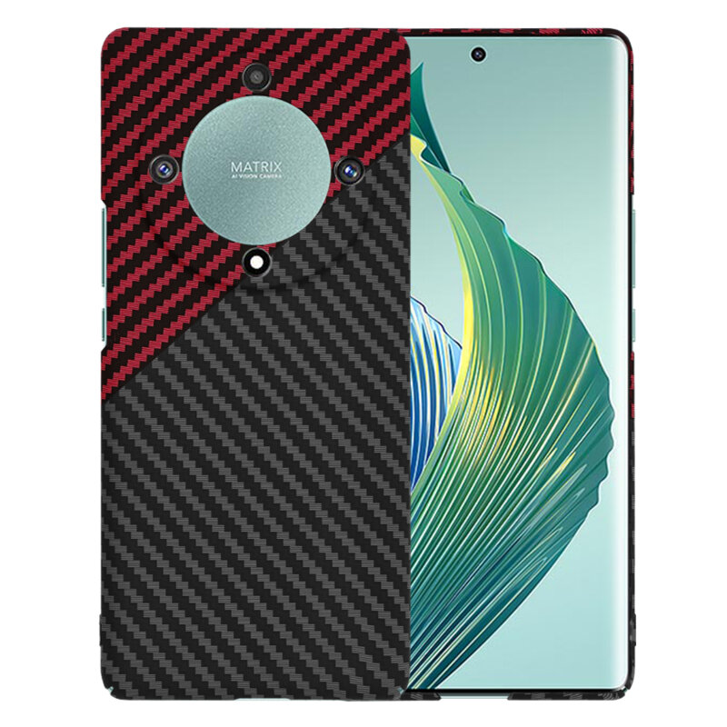 Husa Honor Magic5 Lite Techsuit Carbonite FiberShell, rosu inchis