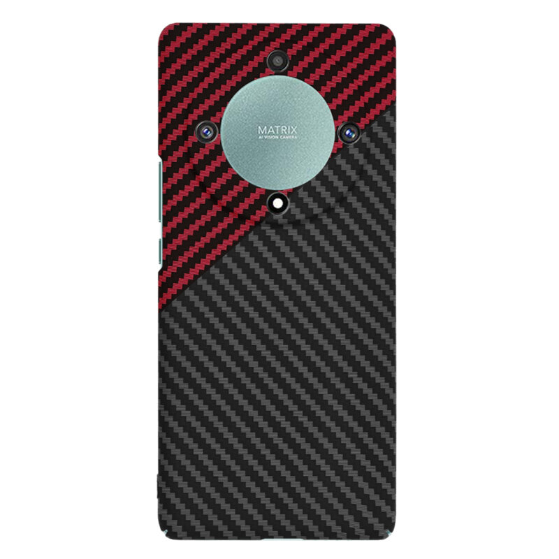 Husa Honor Magic5 Lite Techsuit Carbonite FiberShell, rosu inchis