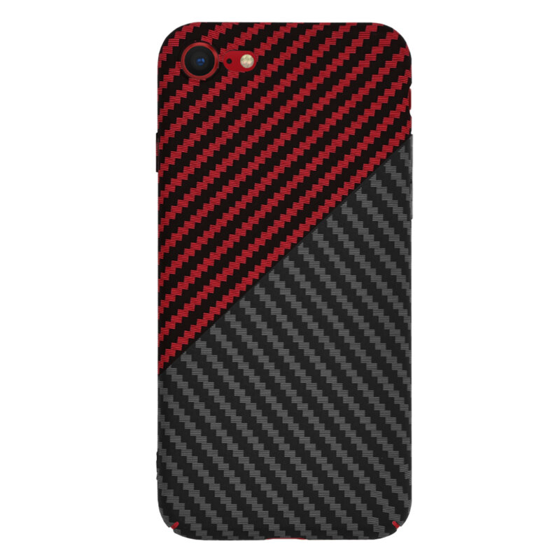 Husa iPhone SE 2, SE 2020 Techsuit Carbonite FiberShell, rosu inchis