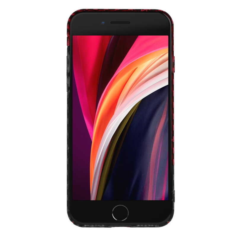 Husa iPhone SE 2, SE 2020 Techsuit Carbonite FiberShell, rosu inchis