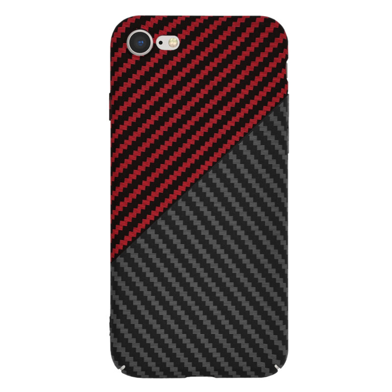 Husa iPhone SE 3, SE 2022 Techsuit Carbonite FiberShell, rosu inchis