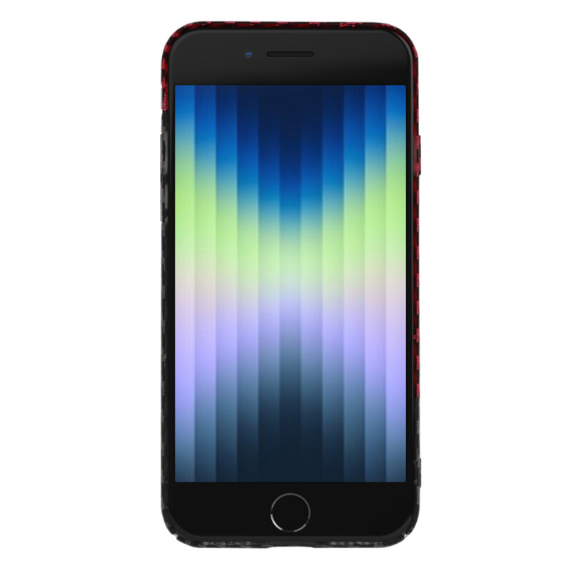 Husa iPhone SE 3, SE 2022 Techsuit Carbonite FiberShell, rosu inchis