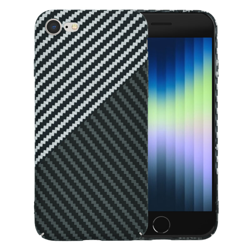 Husa iPhone SE 3, SE 2022 Techsuit Carbonite FiberShell, gri