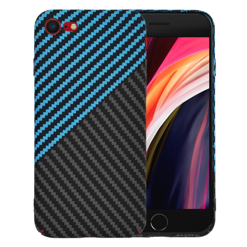 Husa iPhone SE 2, SE 2020 Techsuit Carbonite FiberShell, bleu