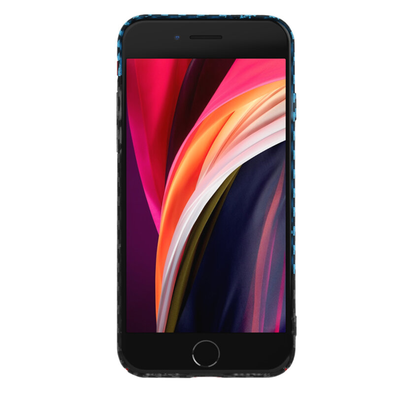 Husa iPhone SE 2, SE 2020 Techsuit Carbonite FiberShell, bleu