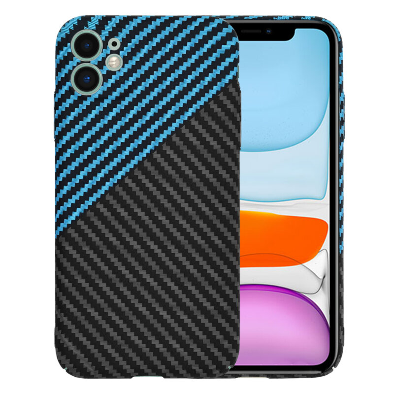 Husa iPhone 11 Techsuit Carbonite FiberShell, bleu