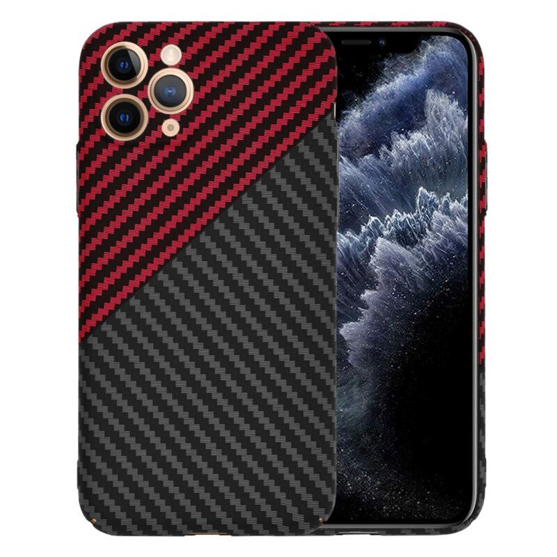 Husa iPhone 11 Pro Techsuit Carbonite FiberShell, rosu inchis