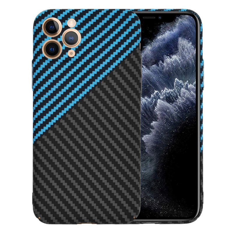 Husa iPhone 11 Pro Techsuit Carbonite FiberShell, bleu