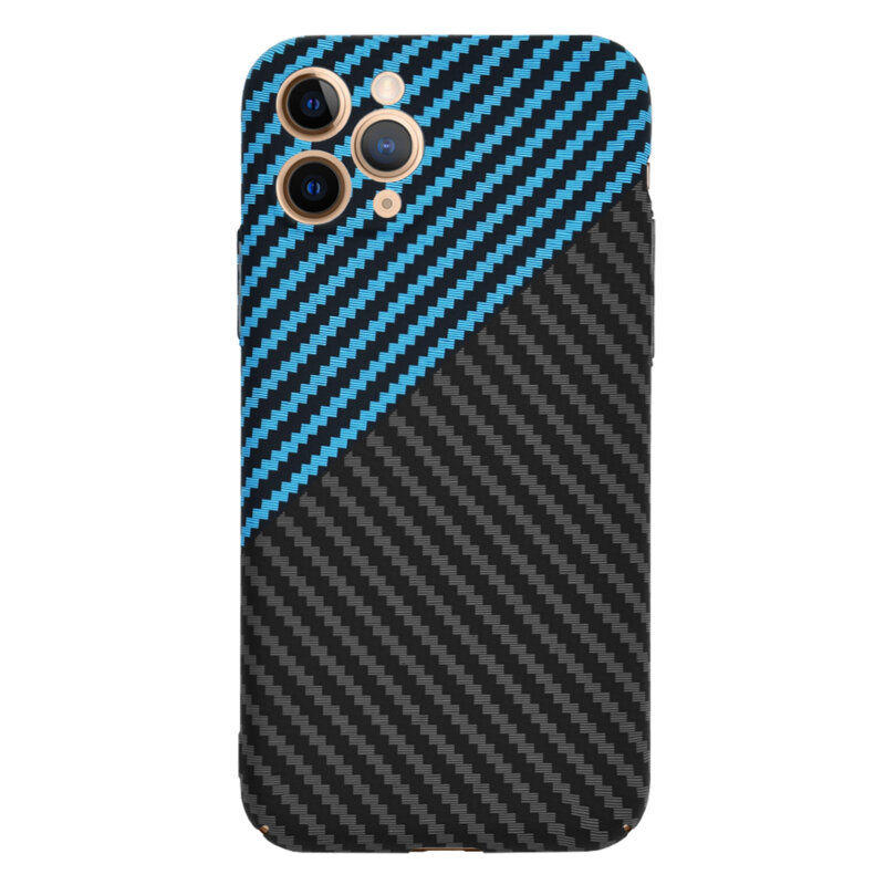 Husa iPhone 11 Pro Techsuit Carbonite FiberShell, bleu