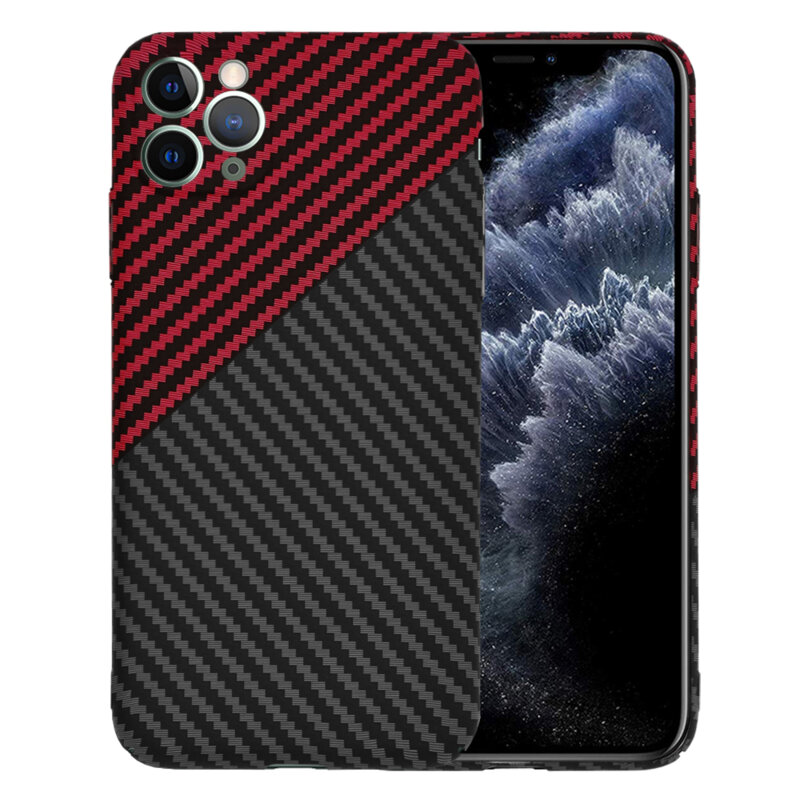 Husa iPhone 11 Pro Max Techsuit Carbonite FiberShell, rosu inchis