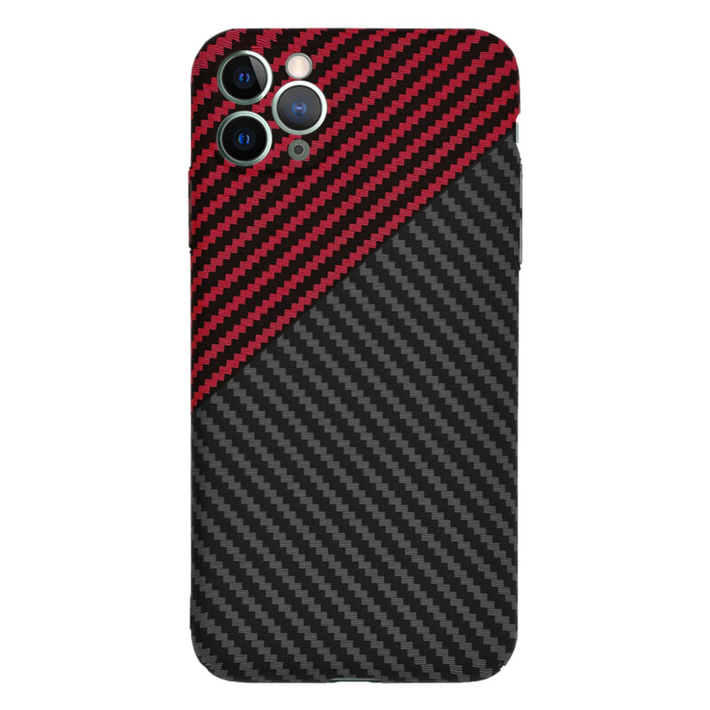 Husa iPhone 11 Pro Max Techsuit Carbonite FiberShell, rosu inchis