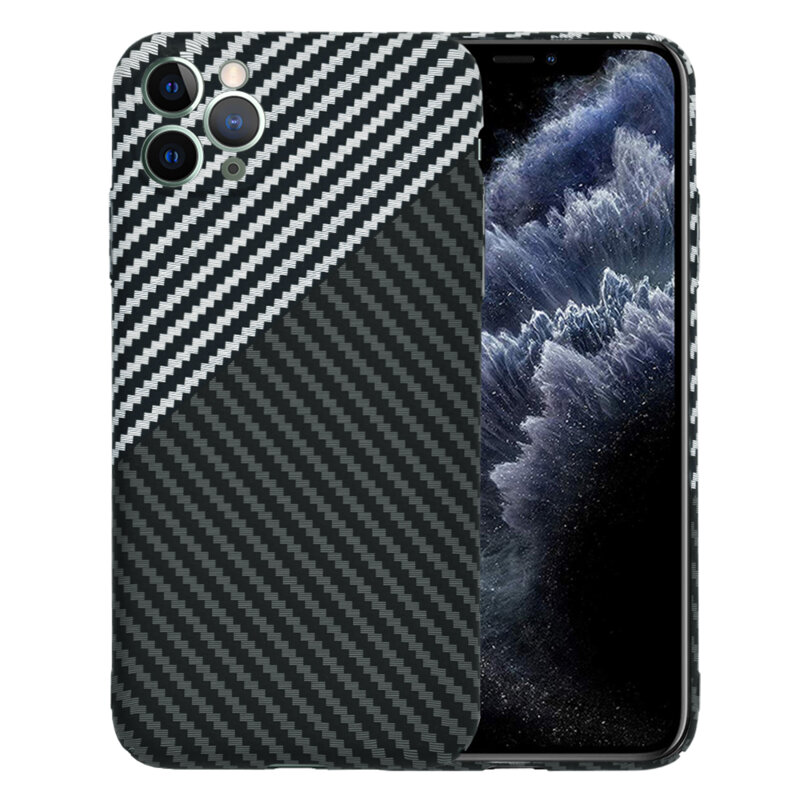Husa iPhone 11 Pro Max Techsuit Carbonite FiberShell, gri