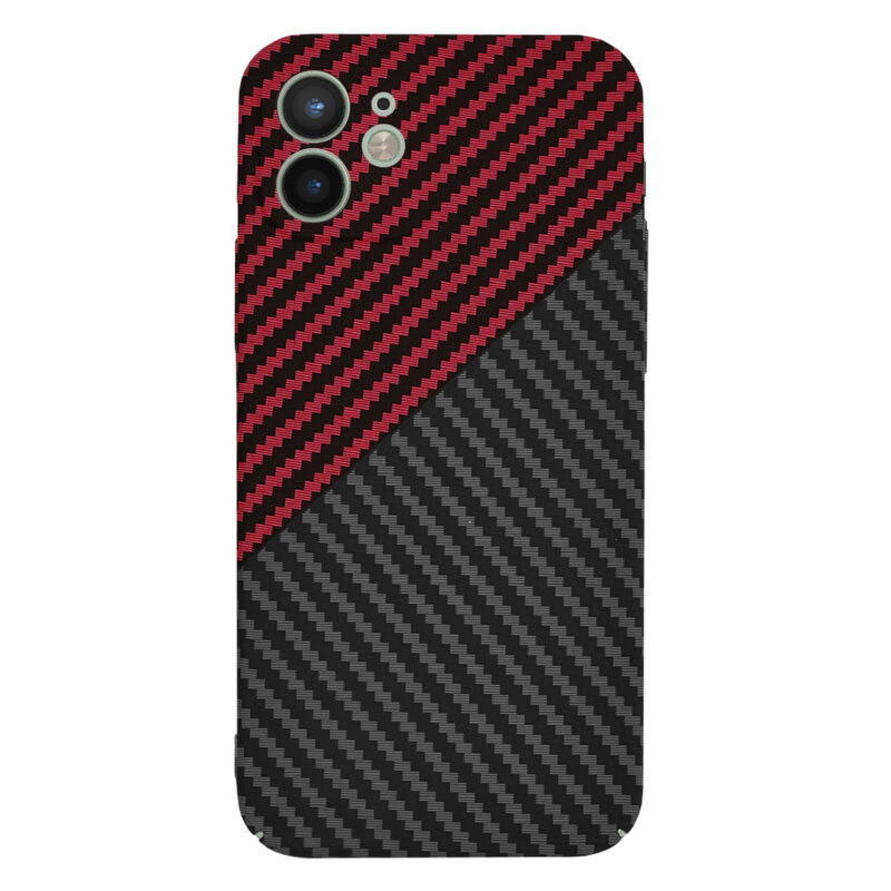 Husa iPhone 12 Techsuit Carbonite FiberShell, rosu inchis