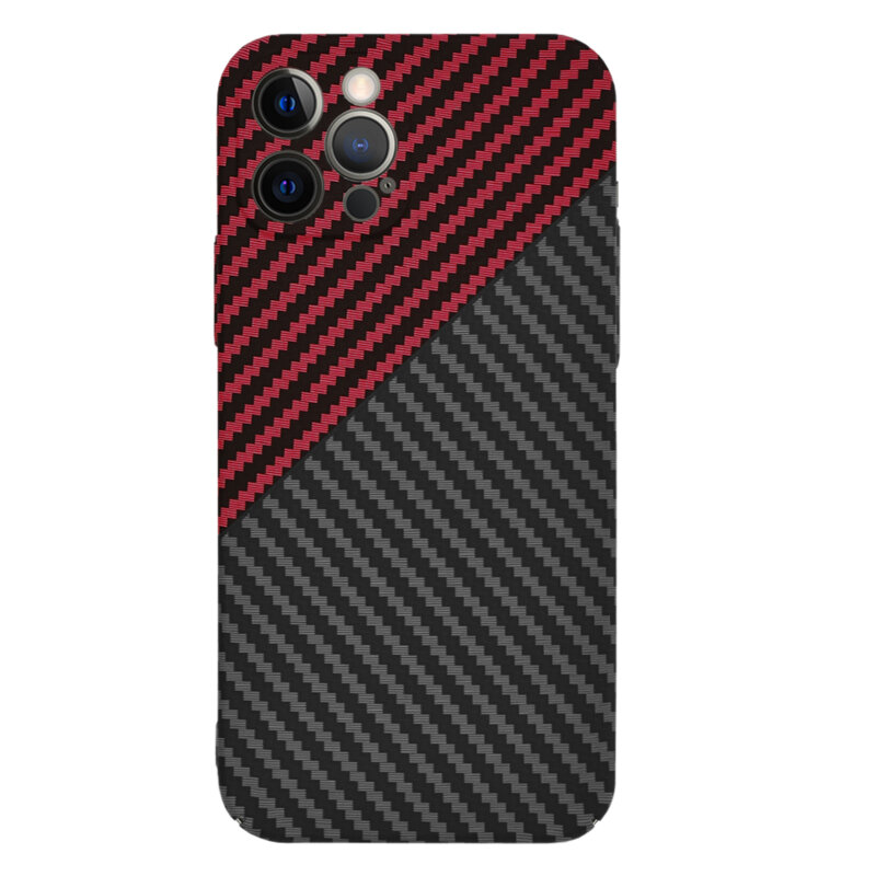 Husa iPhone 12 Pro Techsuit Carbonite FiberShell, rosu inchis