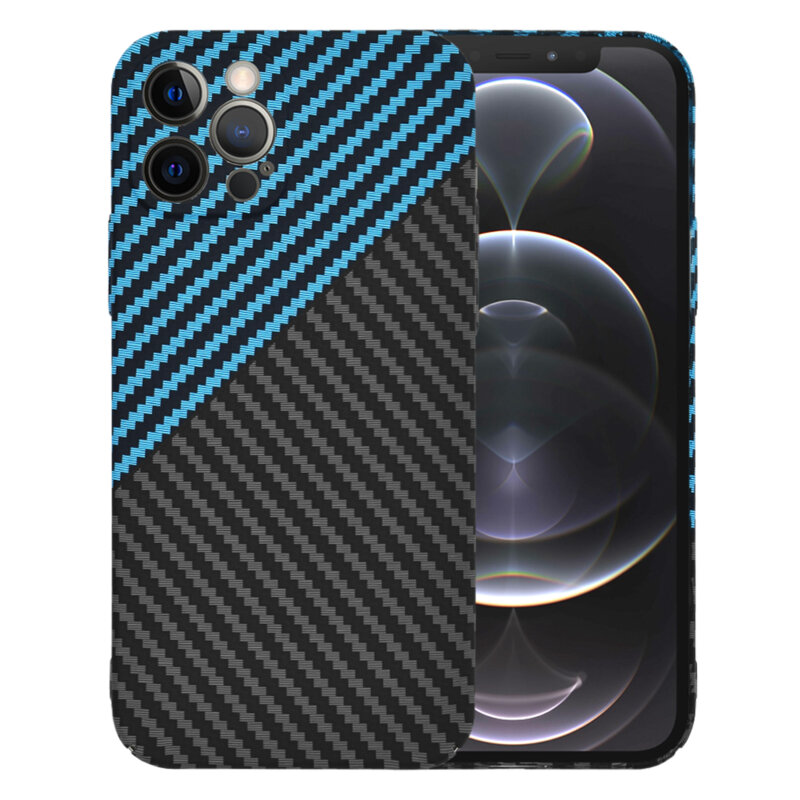 Husa iPhone 12 Pro Techsuit Carbonite FiberShell, bleu