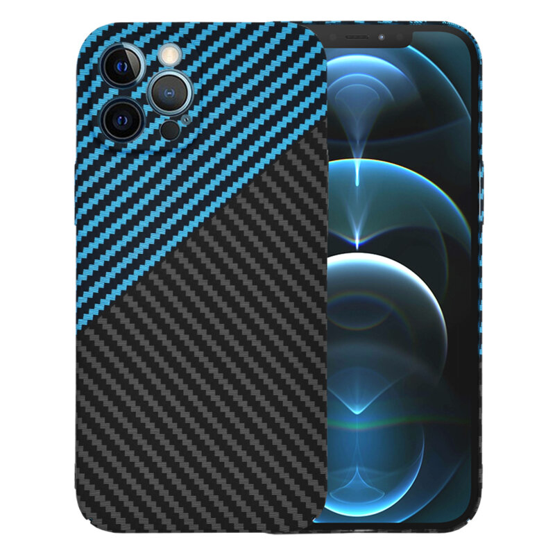 Husa iPhone 12 Pro Max Techsuit Carbonite FiberShell, bleu