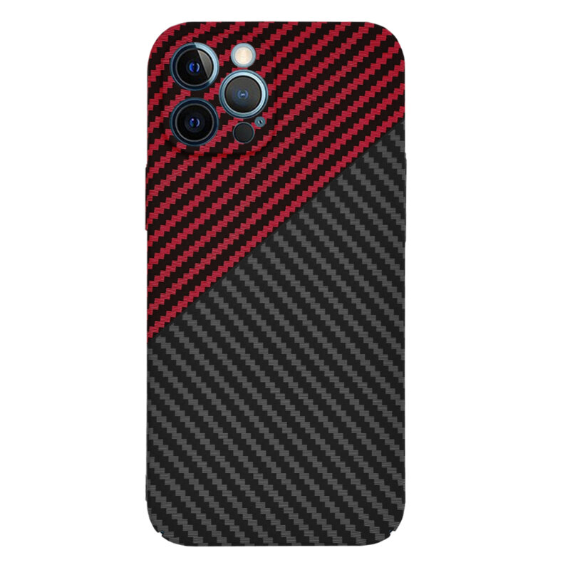 Husa iPhone 12 Pro Max Techsuit Carbonite FiberShell, rosu inchis