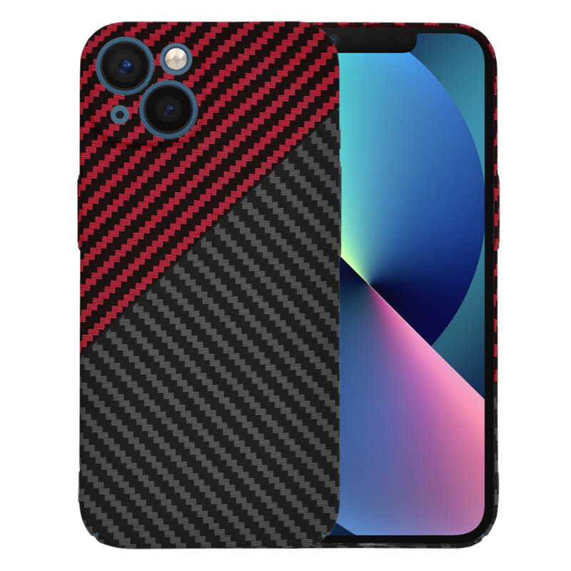 Husa iPhone 13 Techsuit Carbonite FiberShell, rosu inchis