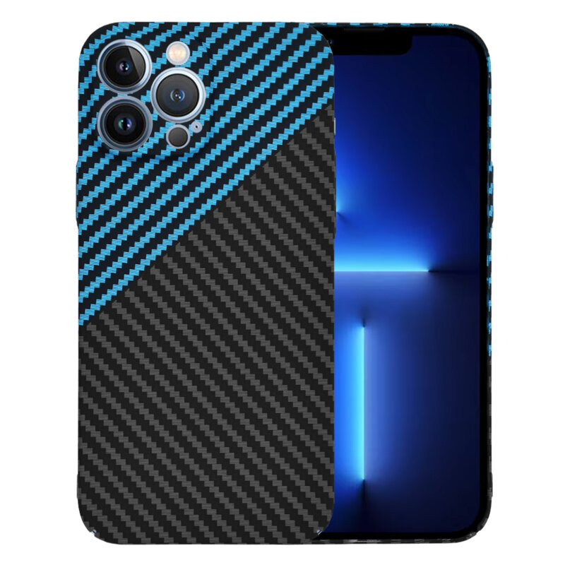 Husa iPhone 13 Pro Max Techsuit Carbonite FiberShell, bleu