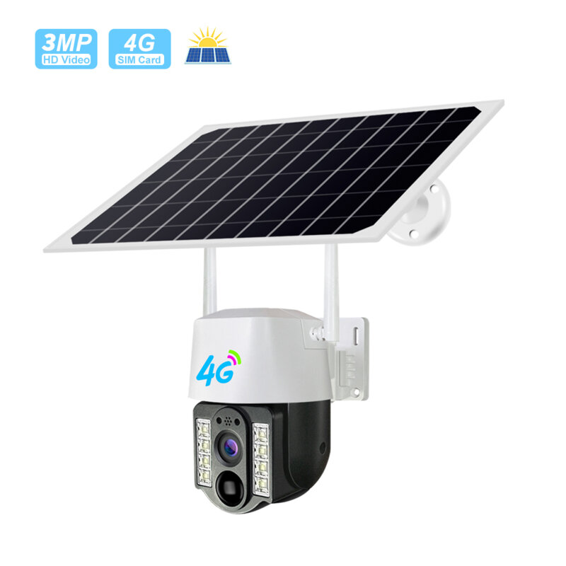 Camera de supraveghere 4G cu panou solar Wi-Fi Techsuit, alb