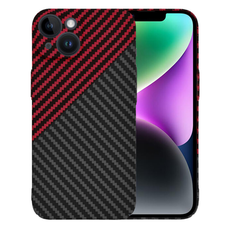 Husa iPhone 14 Techsuit Carbonite FiberShell, rosu inchis