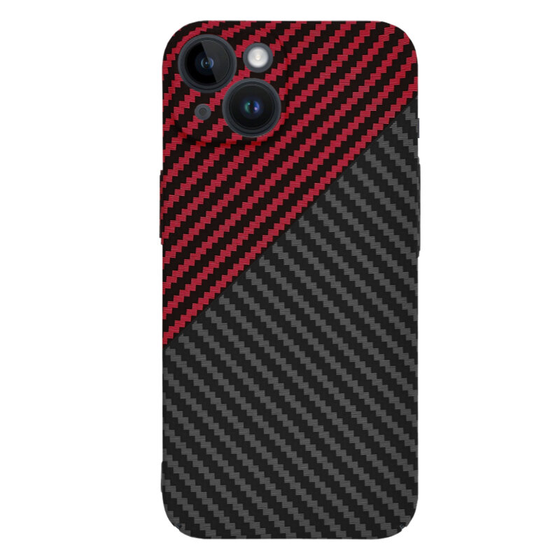 Husa iPhone 14 Techsuit Carbonite FiberShell, rosu inchis