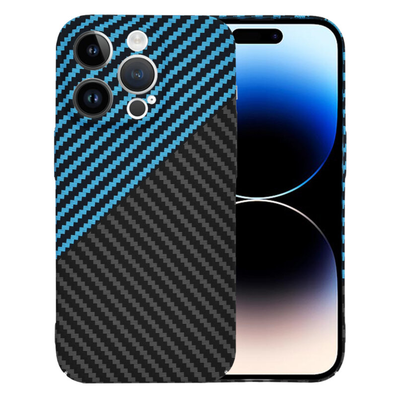 Husa iPhone 14 Pro Techsuit Carbonite FiberShell, bleu