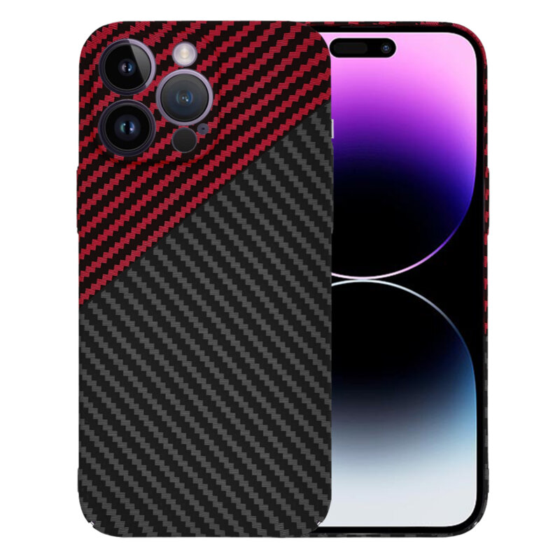Husa iPhone 14 Pro Max Techsuit Carbonite FiberShell, rosu inchis