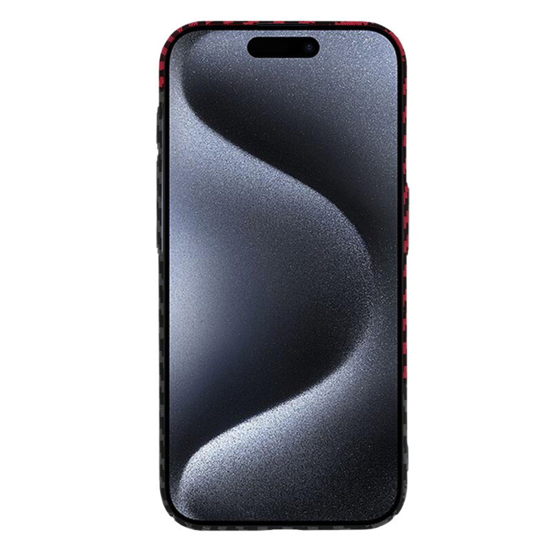 Husa iPhone 15 Pro Techsuit Carbonite FiberShell, rosu inchis