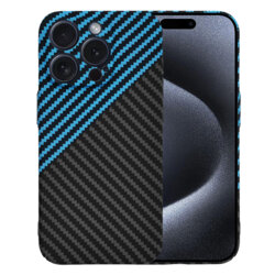 Husa iPhone 15 Pro Techsuit Carbonite FiberShell, bleu