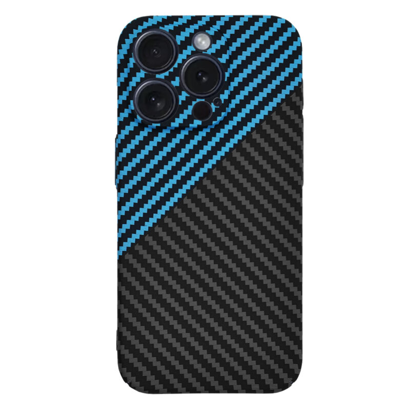 Husa iPhone 15 Pro Techsuit Carbonite FiberShell, bleu