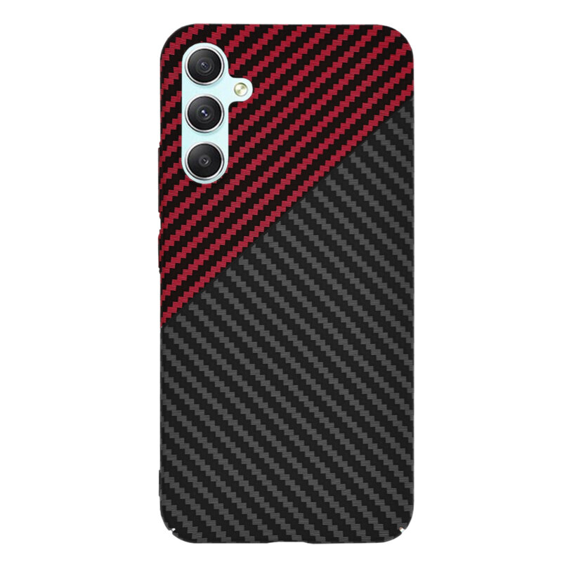 Husa Samsung Galaxy A34 5G Techsuit Carbonite FiberShell, rosu inchis