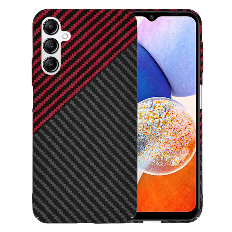 Husa Samsung Galaxy A14 5G Techsuit Carbonite FiberShell, rosu inchis